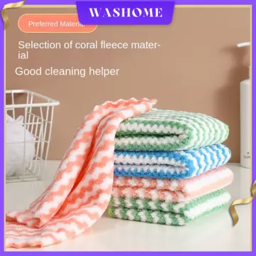 5pcs Thick Kitchen Towel Dishcloth Household Kitchen Rags Gadget Microfiber  Non-stick Oil Table Cleaning Wipe Cloth Scouring Pad