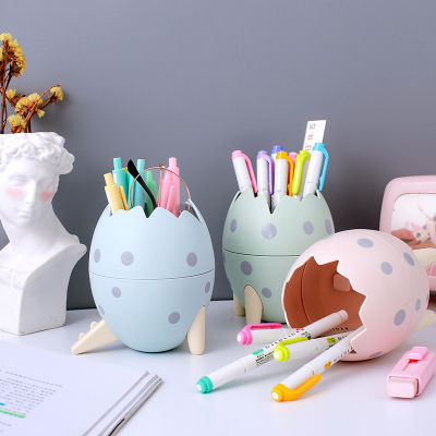 Cute Round Dinosaur Egg Plastic Pen Holder Stand Office Desk Organizer Pencil Pot Container Stationery Storage Box Kids Gift Hot