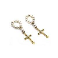 สำหรับ Cross Charm ไข่มุกลูกปัดยืดปรับแหวนคริสตัลลูกปัดแหวนยืดหยุ่นประณีตเรียบง่ายเครื่องประดับวันเกิด Wedd