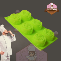 Freshyware แม่พิมพ์ซิลิโคน กุหลาบ กลีบข้าง 6 หลุม Flower Rose พิมพ์วุ้น ถาดน้ำแข็ง พิมพ์ขนม พิมพ์สบู่ chocolate food grade Silicone mold baby พิมพ์ซิลิโคน