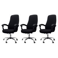 3X Office Chair Cover Elastic Siamese Office Chair Cover Swivel Chair Computer Armchair Protective Cover(Black)