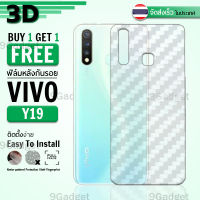 ซื้อ 1 แถม 1 ฟรี!! ฟิล์มหลัง กันรอย Vivo Y19 ลายเคฟล่า สีใส ฟิล์มหลังเครื่อง - Back Film Protector for Vivo Y19 Clear Kevlar