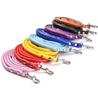 Soft Leather Puppy Dog Leash for Walking and Training 120x1.0cm PU Leather Puppy Small Dog Cat Leash Black Red Blue Yellow