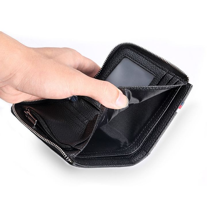 layor-wallet-กระเป๋าสตางค์แฟชั่นกันขโมย-สั้นสำหรับผู้ชาย-rfid-กระเป๋าสตางค์แฟชั่นหนังแท้กระเป๋าเก็บบัตรกระเป๋าสตางค์ซิปมินิใช้งานได้หลากหลายกระเป๋าคลัตช์