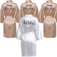 【HOT】▨☫ Wedding Bride Robe With Letters Kimono Bridesmaid Bathrobe SP061