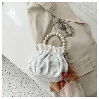 2020 handbag womens Small Totes Bag pearl Bead corduroy bucket Cross Body messenger bag 6 Colors