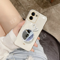 เคสโทรศัพท์ตัวชุบโลหะหรูหราแฟชั่นสำหรับ TECNO Camon 20 /Camon 20 Pro 4G 5G / Camon 20 Premier 5G กระต่ายกระจกแต่งหน้า Siliocne ปลอกอ่อน Tecno Camon20 Pro เลนส์เคสโทรศัพท์มือถือป้องกัน