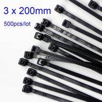 500pcs/lot 3x200mm high quality width 2.5mm Black/White Self-locking Plastic Nylon Cable TiesWire Zip Tie