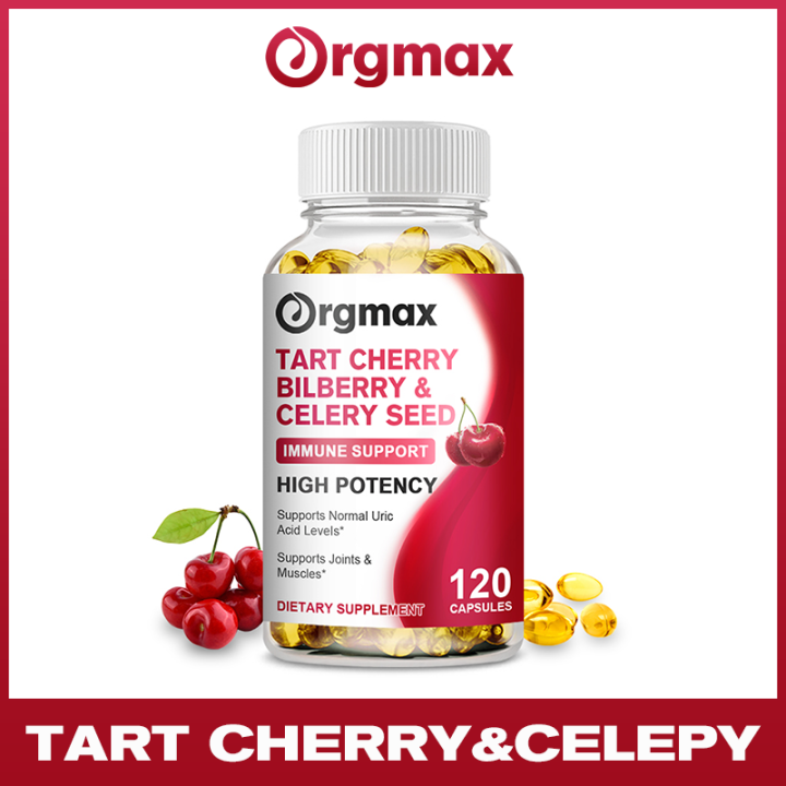 Tart Cherry Extract with Celery Seed Capsules for Uric Acid Cleansing, Gout Relief Support Joint