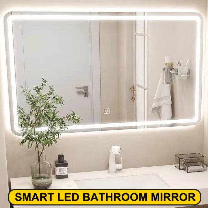 bathroom mirror with led light smart touch decorative wall mounted