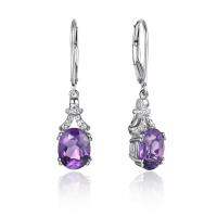 GZ ZONGFA New Arrival Natural Amethyst Gems Handmade Drop Earrings Fashion 925 Sterling Silver Earrings Women