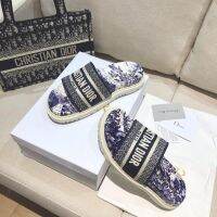 D Slippers Couple Models Blue Jacquard Embroidery Three-Dimensional Letter Comfortable Soft Fashion Korean Style Wome