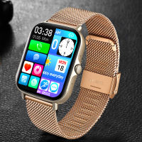 สร้อยข้อมือเหล็กทองนาฬิกาสมาร์ทผู้ชายผู้หญิง Smartwatch เต็มจอสัมผัสนาฬิกาติดตามการออกกำลังกายสำหรับ Android IOS นาฬิกาสมาร์ท