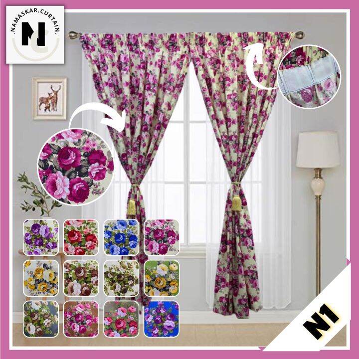 N - Ready Made Curtain!! (Hook & Ring) Siap Jahit Langsir Cotton ...