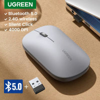 UGREEN เมาส์ไร้สายบลูทูธ2.4กรัมเงียบหนู4000จุดต่อนิ้วซ้ายขวามือสำหรับ แท็บเล็ตคอมพิวเตอร์แล็ปท็อปพีซีเมาส์ไร้สาย