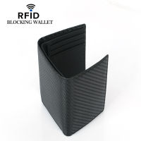 สั้น RFID ผู้ชายกระเป๋าสตางค์คาร์บอนไฟเบอร์ผู้ถือบัตรกระเป๋าสตางค์ชายที่มีคุณภาพสูงหรูหราชื่อสลักภาพผู้ถือยี่ห้อกระเป๋าผู้ชาย