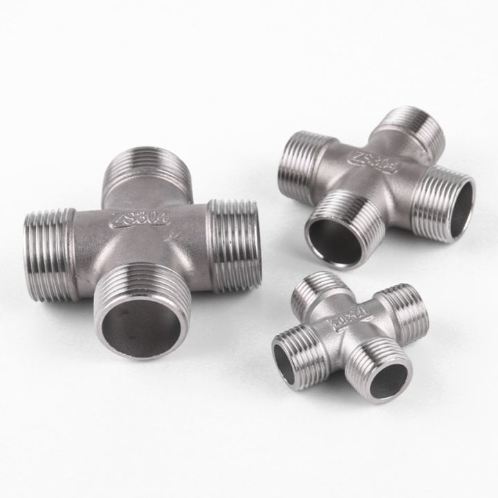 304-stainless-steel-dn8-10-15-dn20-25-32-40-50-1-2-bsp-female-male-thread-4-way-equal-for-water-gas-and-oil-cross-pipe-fittings