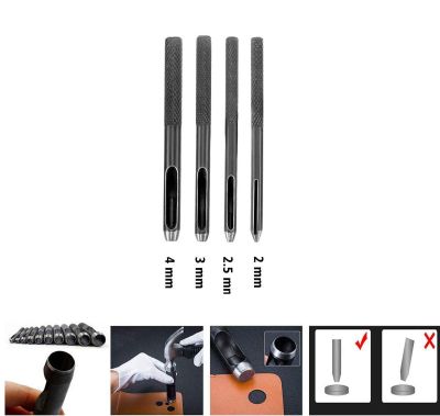 ❄❉ 4Pcs/Lot 2mm 4mm Sets Hole Puncher Leather Hole Punch Round Steel Leather Craft Hollow Hole Punch Gaskets Plastic Rubber Tools