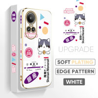 เคส PMP สำหรับ OPPO Reno10 Pro 5G ฟรีสายคล้อง + การ์ตูนสุนัขในญี่ปุ่น Kanagawa เคสลายขอบสี่เหลี่ยมชุบเคสโทรศัพท์หรูหราชุบเคสโทรศัพท์นิ่ม