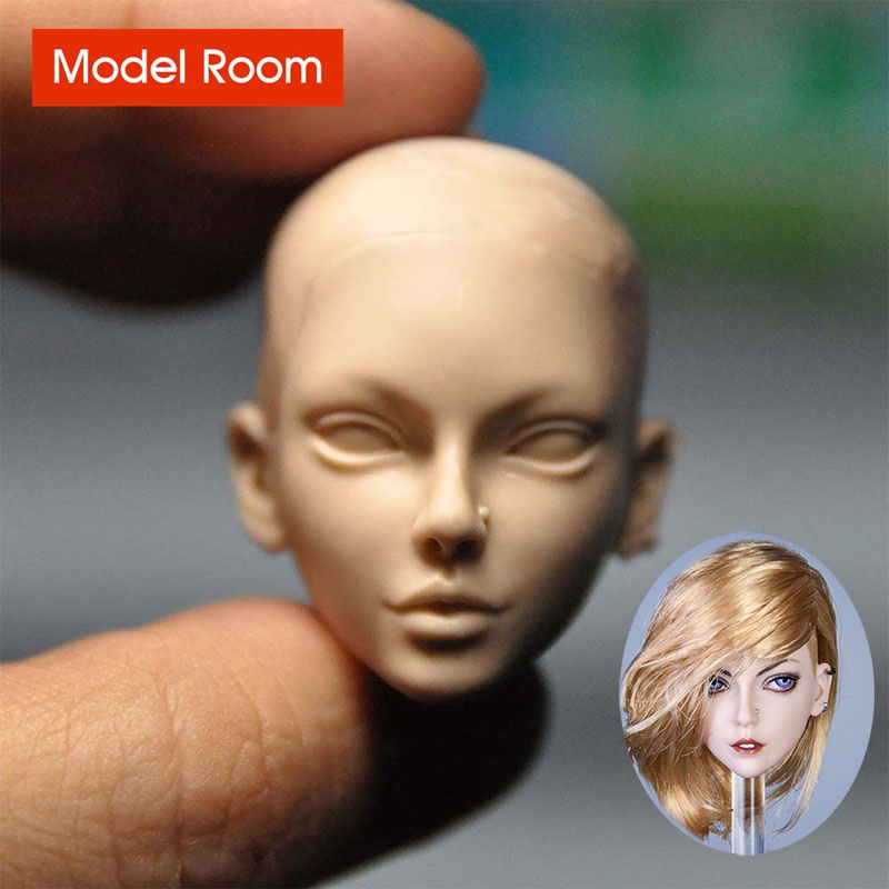 1/6 Unpainted Student Girl Head Carved Female Head Sculpt Model Fit 12'' Body 