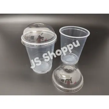 100 Sets Disposable Cup With Dome Lid Plastic Iced Cold Drink Coffee Tea  Smoothie Transparent Non-slip Home Portable Accessories