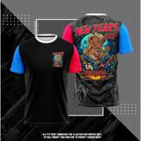 2023 NEW Baju Tahun Baru Edisi 2023 Ride Santai | T-shirt, 2023 New Year Editon Bear Print | Men | Women | Short Sleeve T-shirt Size：s-5xl