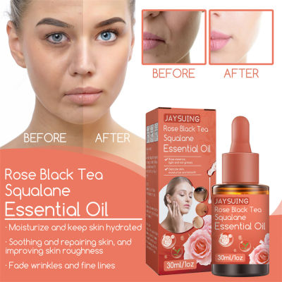 ☘ Anti-Wrinkle Serum Anti-Aging Moisturizing Whitening Brighten Fine Line Lift Rose Black Tea Squalane Essential Oil
