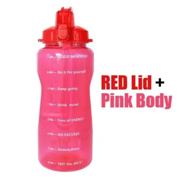 Drinking Bottle with Straw BPA Free 3.78Litre Big Water Bottle Time Green  Pink