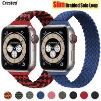 [HOT JUXLLKBKOW 514] Slim Braided Solo Loop Band สำหรับ Apple Watch สาย44มม. 40มม. 42มม. 38มม. 42มม. ผ้ายืดหยุ่นเข็มขัดสร้อยข้อมือ IWatch Serie 6 5 4 3 Se