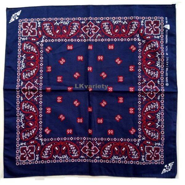 ผ้าลายเพสลี่ย์วินเทจ-ลายลูกน้ำ-ผ้าโพกหัวห-ผ้าพันคอ-vintage-bandana-paisley-scarf