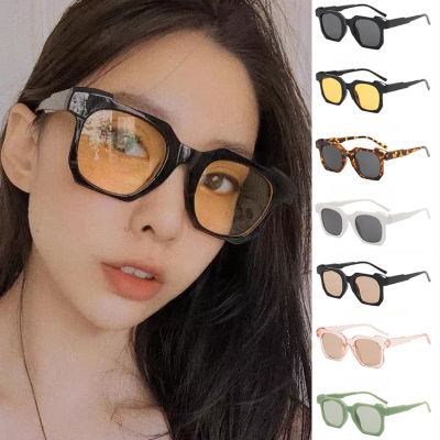 แว่นตากันแดดสำหรับทั้งหญิงและชายสี่เหลี่ยมแนวโน้มแฟชั่นแว่นตาฉบับภาษาเกาหลี Ins แว่นตากันแดดสีลูกอมบุคลิกภาพป้องกันรังสียูวี