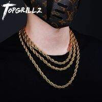 สร้อยคอโซ่เชือกสแตนเลส8มม. TOPGRILLZ 18  "20 " 24  "เครื่องประดับแฟชั่นฮิปฮอปสำหรับผู้ชายปาร์ตี้