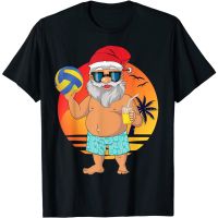 Volleyball Christmas Santa Claus Hawaiian Summer l T-Shirtเสื้อยืด เสื้อคู่รัก