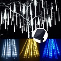 {Best-selling party decoration} ไฟ LED พลังงานแสงอาทิตย์ฝนฝนดาวตกสายไฟสำหรับวันหยุด,ไฟสวนกันน้ำ8หลอด30/50ซม. ของตกแต่งงานแต่งงานคริสต์มาส