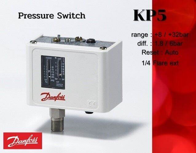 Danfoss Pressure Switch Danfoss KP5 (+8 / +32 bar) ของแท้ ขาว Lazada