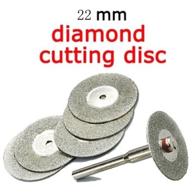 5pcs 22mm Diamond Cutting Discs Cut Off Mini Diamond Saw Blade with 1pcs Connecting Shank for Dremel Drill Fit Rotary Tool