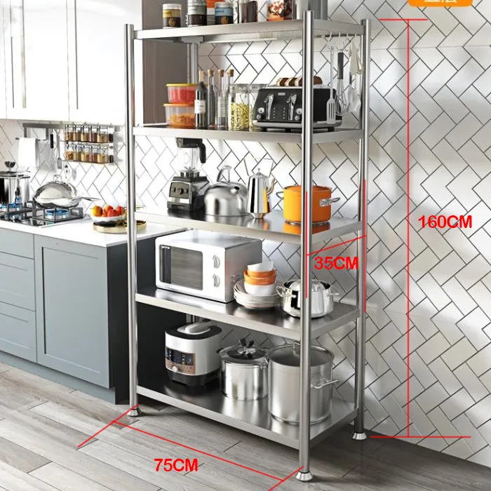 5 levels Kitchen Organizer Storage Rack Stainless Steel Kitchen Rack