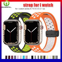 สายรัดซิลิโคนแม่เหล็กเบสสำหรับสายคาด Apple Watch 45มม. 44มม. 49มม. 41มม. 40มม. 38มม. 49มม. สร้อยข้อมือ Correa สำหรับ I Watch Series 2 3 7 6 Se 8อัลตร้า