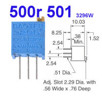 (10ชิ้น)BAOTER VR เกือกม้า 500 ohm (501) 3296W Trimpot Variable Resistor (Trimmer Potentiometer)