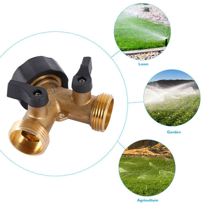 garden-hose-splitter-2-way-garden-water-distributor-solid-brass-y-valve-connector-hose-connector-garden-water-hose-adapter-3-4-นิ้วด้าย-tutue-store