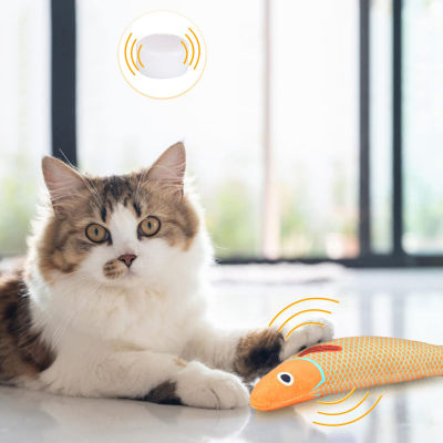 MI ของเล่นสัตว์เลี้ยงแบบอินเตอร์แอคทีฟสำหรับกัดของเล่นแมวตุ๊กตาปลาแมวกัดทนทานต่อการงอกของฟัน