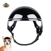 Pet Motorcycle Safety Helmets Adjustable Size Double Hole Design Soft Elastic Headwear Dog Cat Accessories