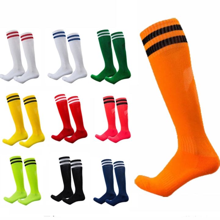 13สีถุงเท้าฟุตบอลของเด็กที่นิยมทนต่อการฉีกขาดกีฬาเด็กถุงเท้าฮ๊อกกี้เบสบอลสูงเหนือเข่า