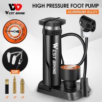 WEST BIKING Portable Bike Pump Aluminum Alloy Cycling Foot Air Pump Tire Inflator MTB Road Bicycle Motorcycle High Pressure Pump