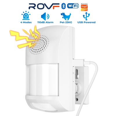 ROVF Tuya Smart WiFi PIR Motion Sensor Usb Home Burglar System Detector Alarm Pet Immune APP Remote Control Timing Arm Disarm