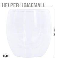 Helper Homemall แก้วน้ำสองชั้น แก้วใสสองชั้น แก้วกาแฟสองชั้น Heat Resistant Double Wall Glass Coffee Tea Cups 80 มล