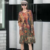 XITAO Dress Long Sleeve Loose Women Knitting Dress