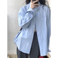 ▥™ Blue sun protection shirt for women in summer 2023 new French design niche shirt thin cardigan jacket top