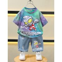 The new 2023 altman clothes boys summer suit baby childrens wear short-sleeved summer boy lights children tide