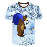 Martha And The Bear T-shirt 3D Printed Funny Harajuku Tops Summer Kids T-shirt Casual Round Neck Shirt Fashion